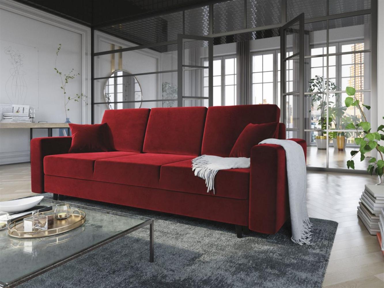Sofa 3-Sitzer CARDE mit Schlaffunktion Rot Bild 1