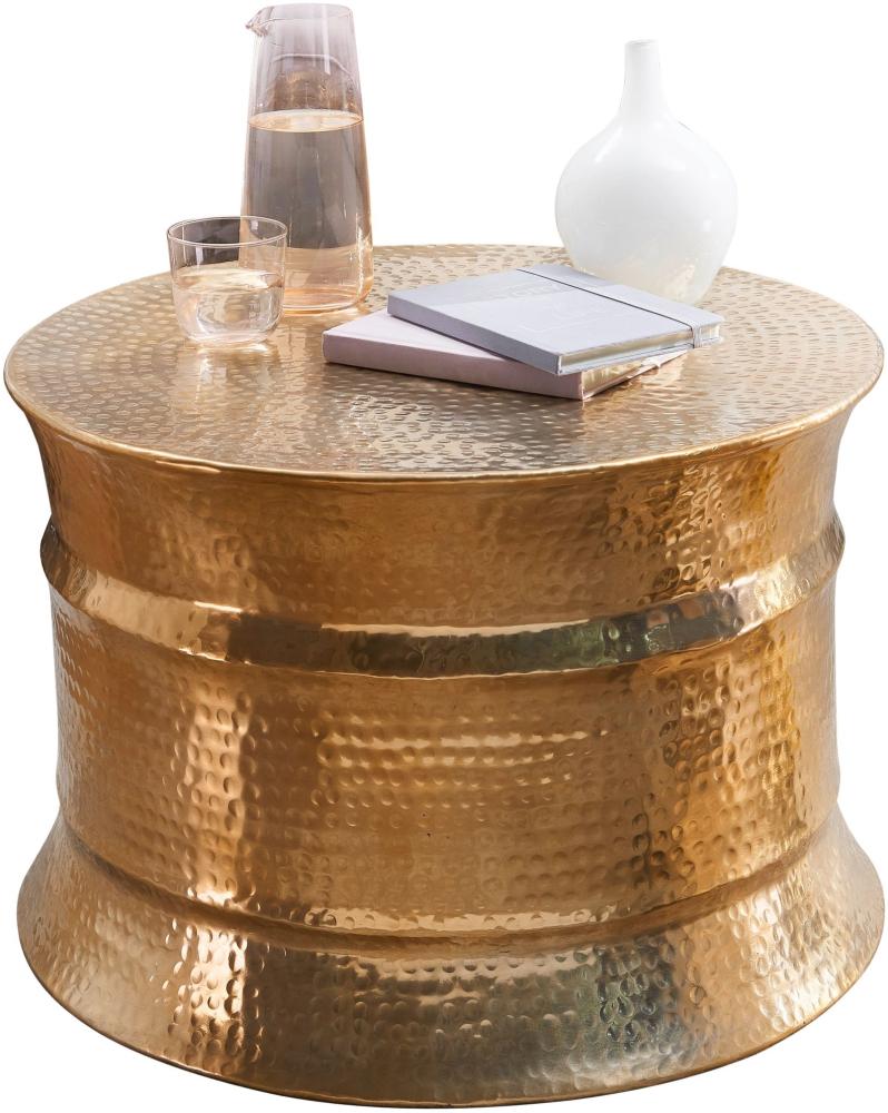 Wohnling Couchtisch KAREM 62 x 41 x 62 cm Aluminium Beistelltisch orientalisch rund, Gold Bild 1