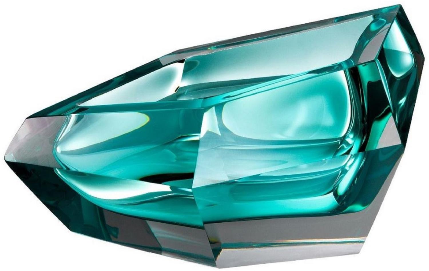 Casa Padrino Luxus Kristallglas Schüssel Türkis 22 x 14 x H. 10,5 cm - Designer Deko Schüssel - Deko Accessoires Bild 1