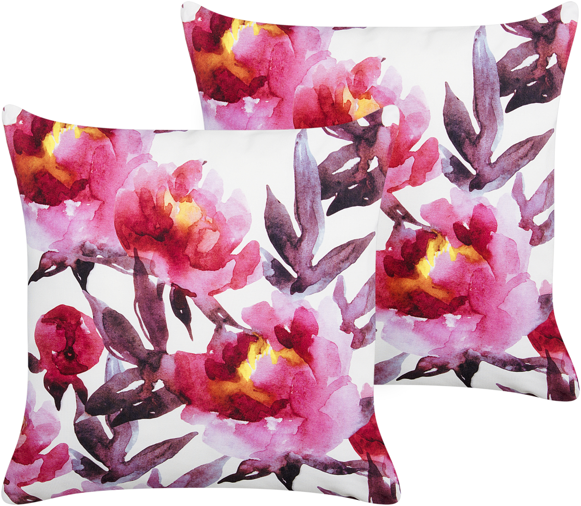 Gartenkissen Blumenmuster weiß rosa 45 x 45 cm 2er Set LANROSSO Bild 1