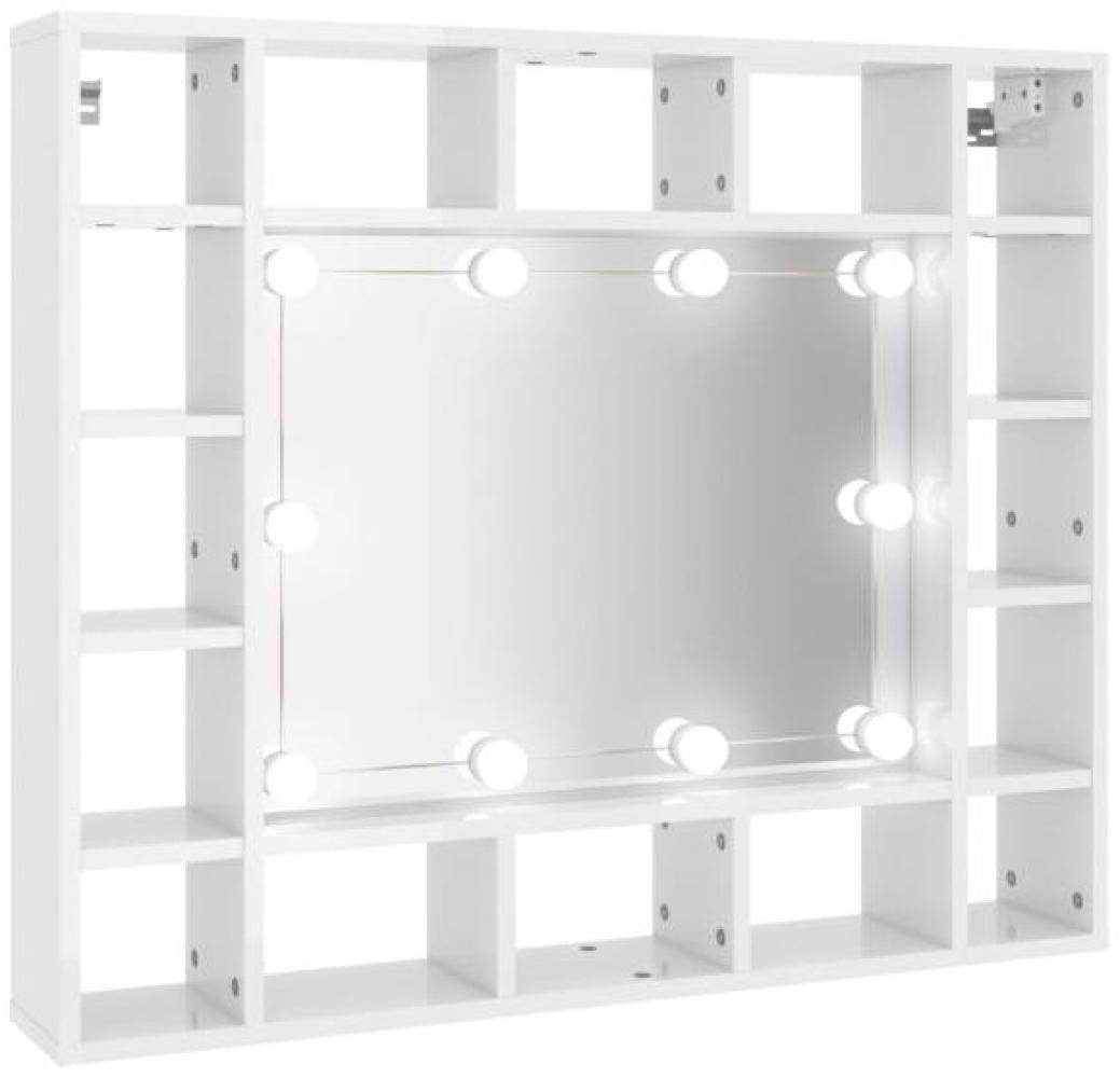 Spiegelschrank mit LED Hochglanz-Weiß 91x15x76,5 cm Bild 1