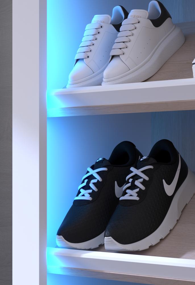 Parisot Schuhschrank Shoesing in weiß und Eiche mit LED Bild 1