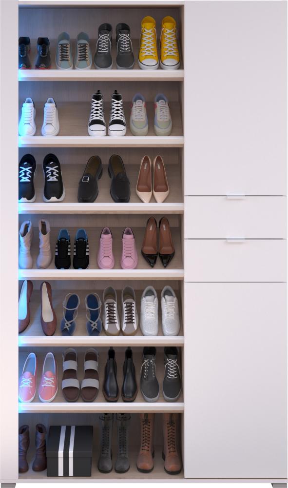 Parisot Schuhschrank Shoesing in weiß und Eiche mit LED Bild 1