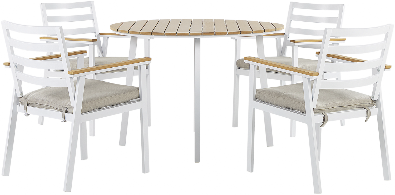 Gartenmöbel Set Aluminium weiß Auflagen beige 4-Sitzer CAVOLI Bild 1