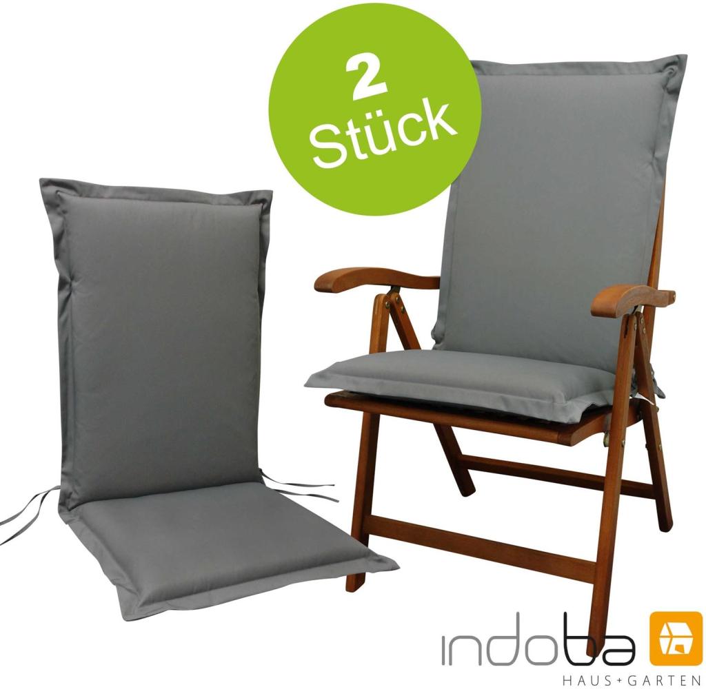 2 x indoba - Sitzauflage Hochlehner Serie Premium - extra dick - Grau Bild 1