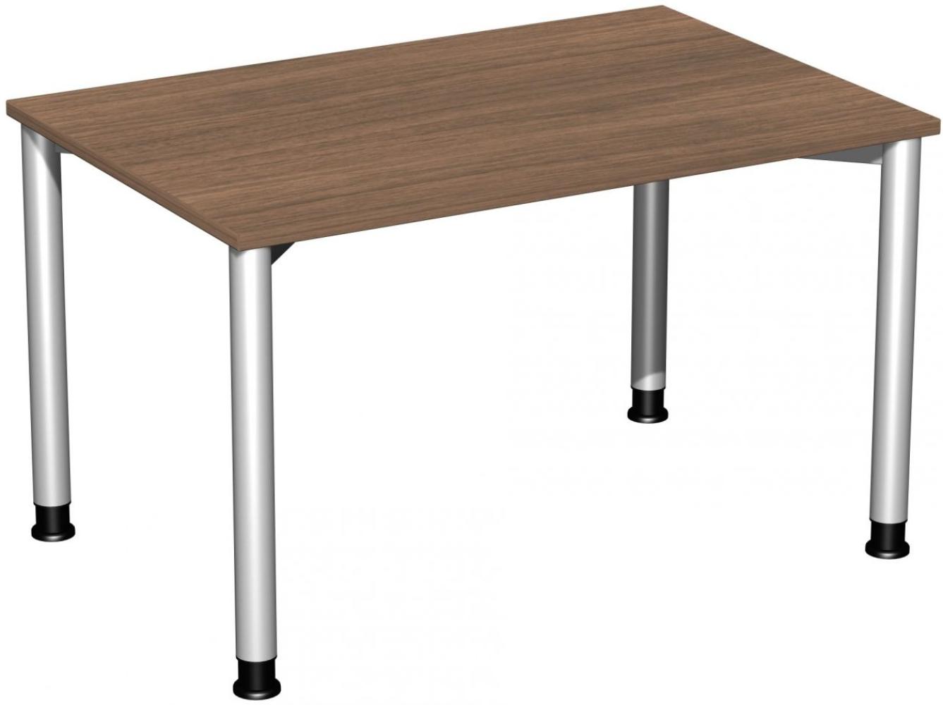 Schreibtisch '4 Fuß Flex' höhenverstellbar, 120x80cm, Nussbaum / Silber Bild 1