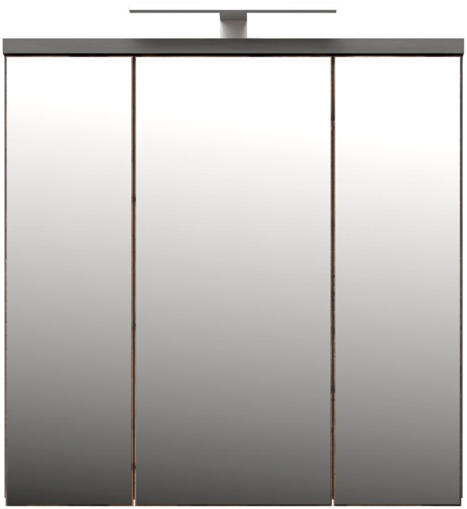 FORTE Veris Hangeschrank mit Spiegiel mit LED Beleuchtung, Holzwerkstoff, Grau/Braun, 68,6 x 68,1 x 20 cm Bild 1