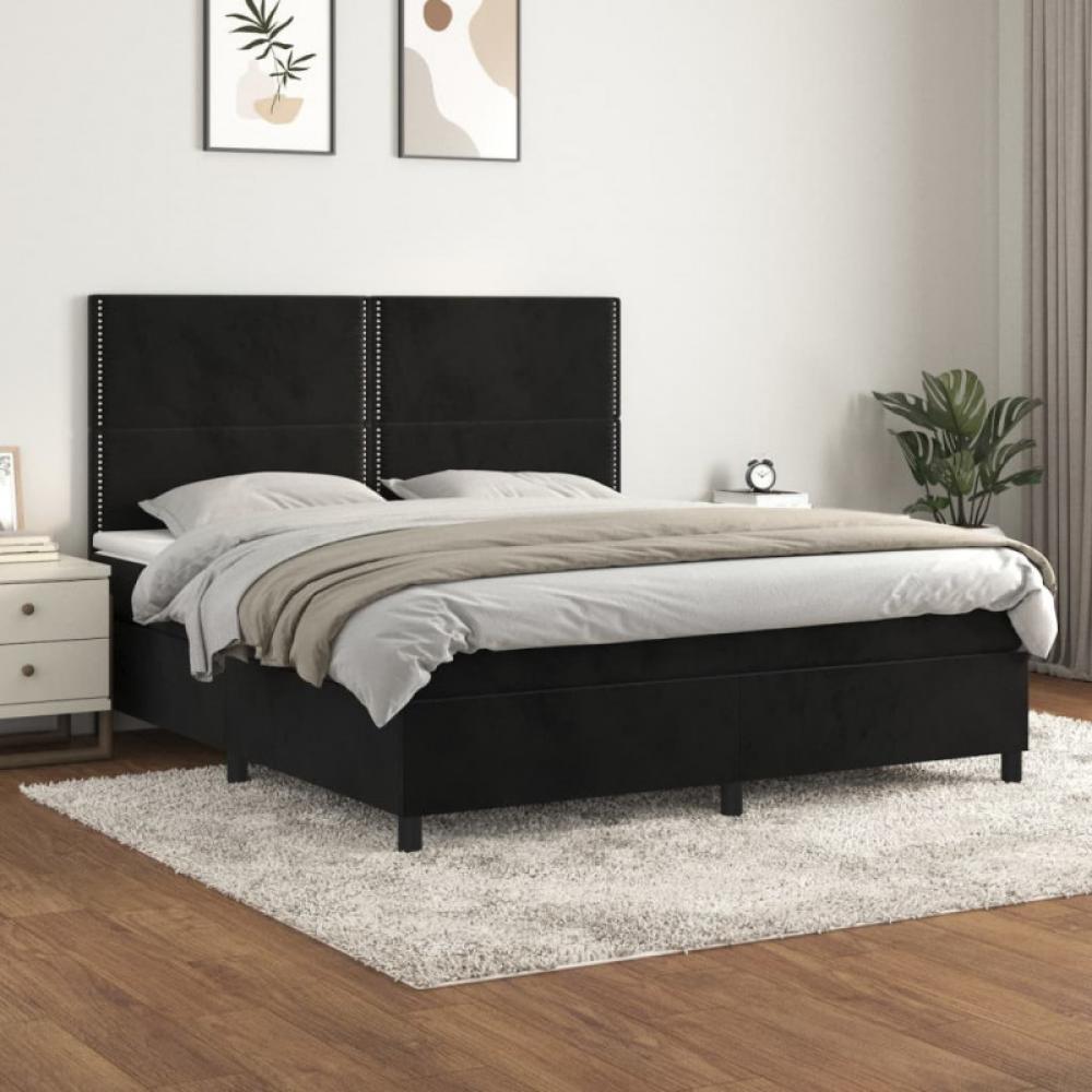 Boxspringbett mit Matratze Schwarz 180x200 cm Samt (Farbe: Schwarz) Bild 1