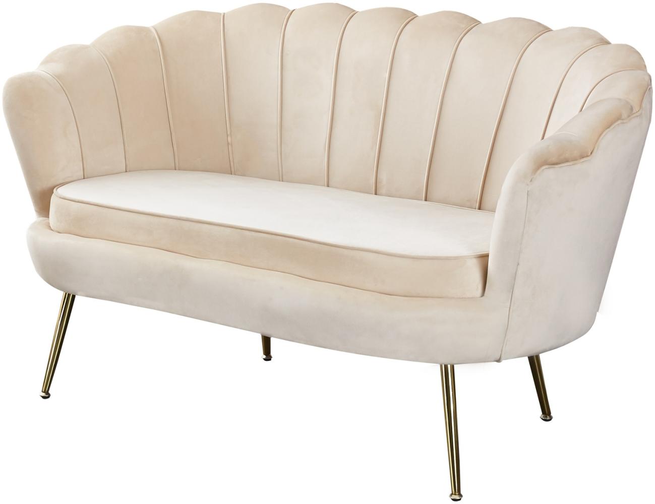 Muschelsofa Samt Beige Couch Sofa Lounge Couchgarnitur Polstersofa Bild 1