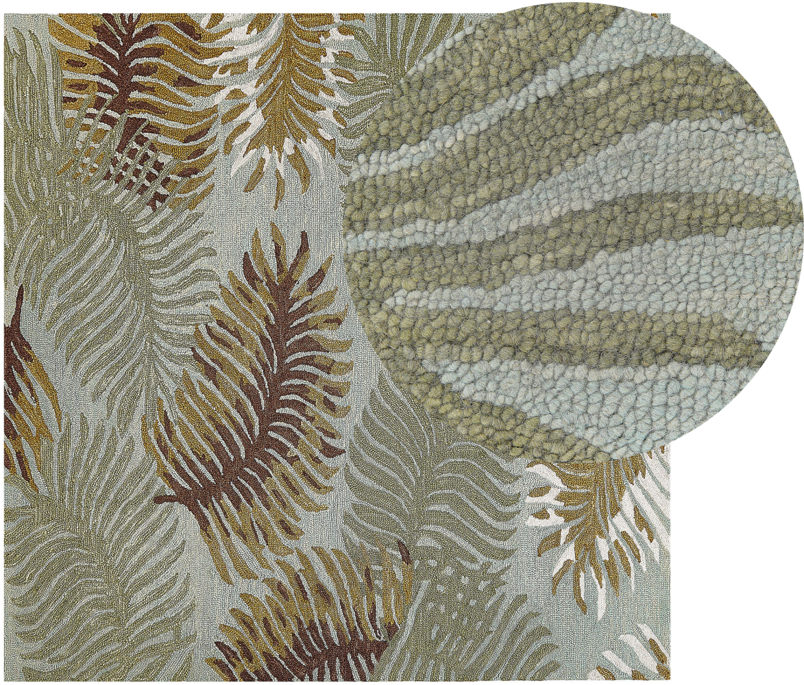 Teppich Wolle mehrfarbig 200 x 200 cm Palmenmuster Kurzflor VIZE Bild 1