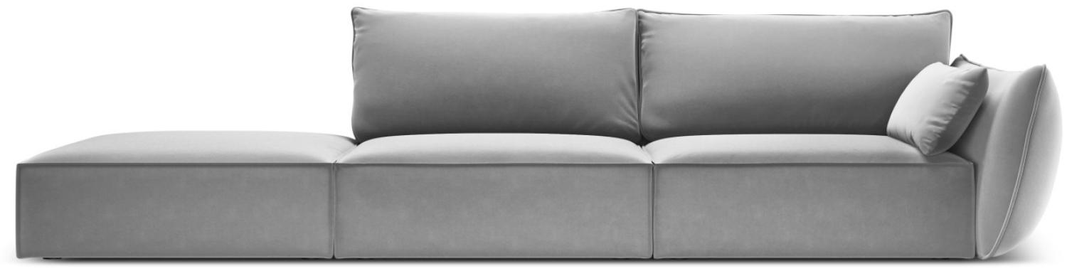 Micadoni 4-Sitzer Links Samtstoff Sofa Kaelle | Bezug Grey | Beinfarbe Black Plastic Bild 1