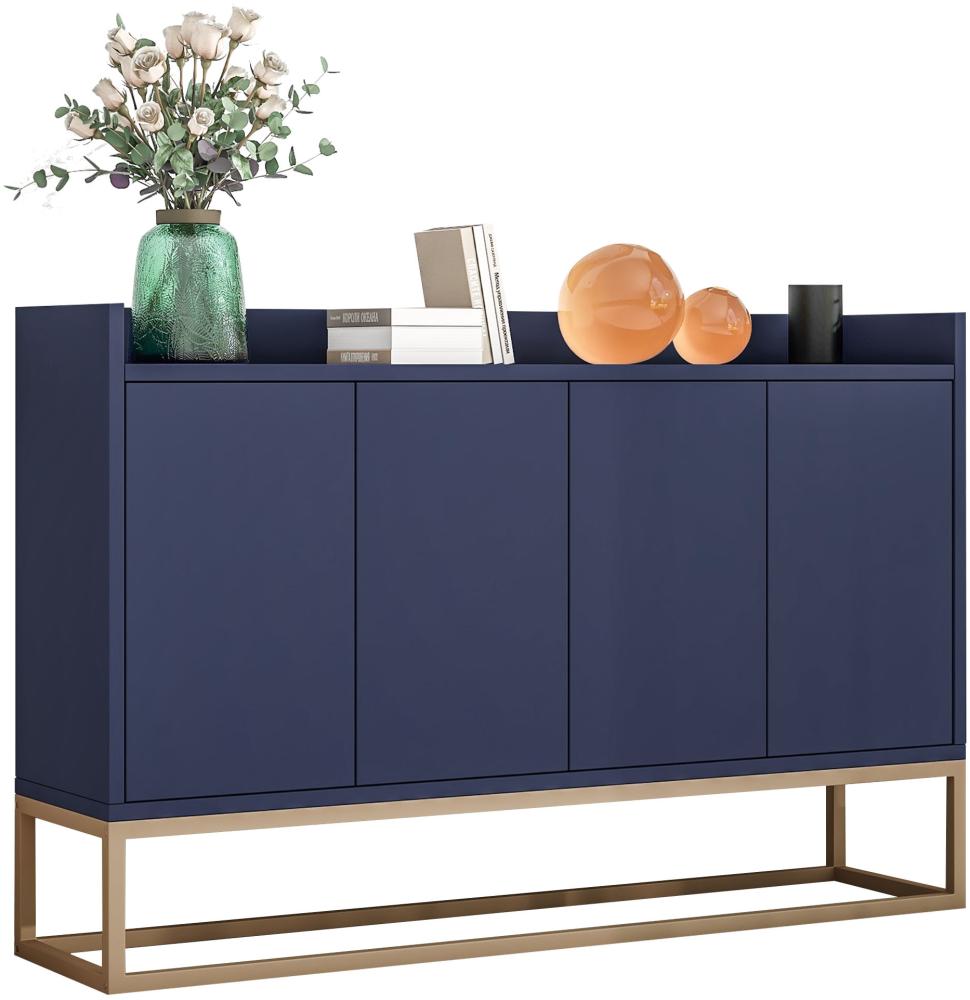 Merax Modernes Sideboard im minimalistischen Stil 4-türiger griffloser Buffetschrank für Esszimmer, Wohnzimmer, Küche Navy Bild 1