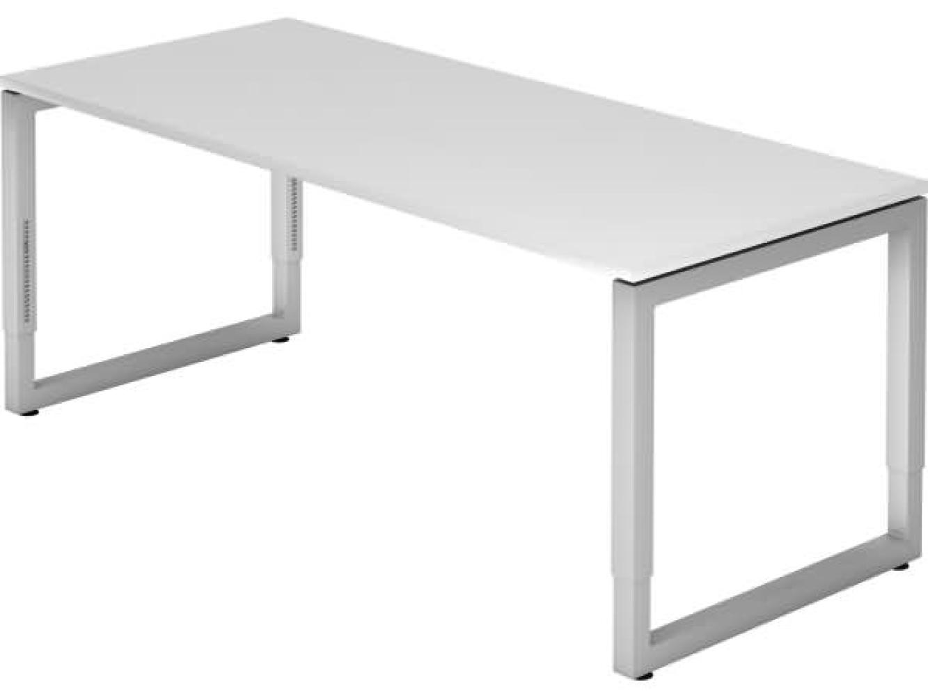 Schreibtisch RS19 O-Fuß eckig 180x80cm Weiß Gestellfarbe: Silber Bild 1