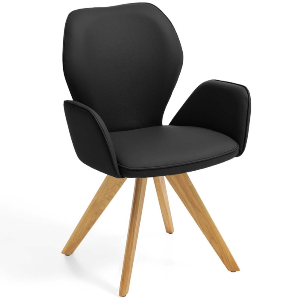 Niehoff Sitzmöbel Colorado Trend-Line Design-Armlehnenstuhl Eichen/Leder - 180° drehbar Napoli schwarz Bild 1