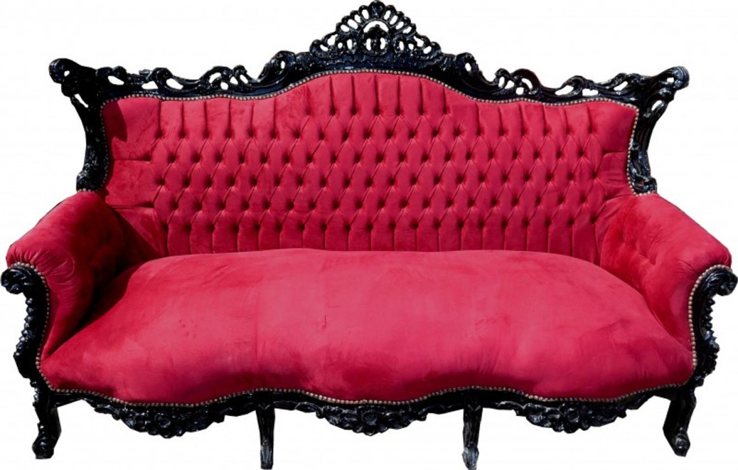 Casa Padrino Barock 3er Sofa Master Bordeaux Rot / Schwarz - Wohnzimmer Möbel Couch Lounge Bild 1