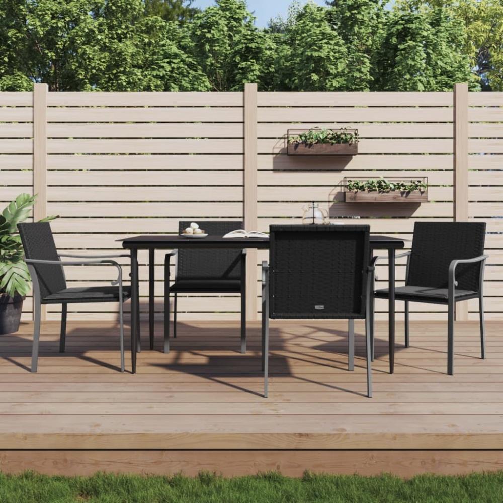 vidaXL Gartenstühle mit Kissen 4 Stk. Schwarz 56x59x84 cm Poly Rattan Bild 1