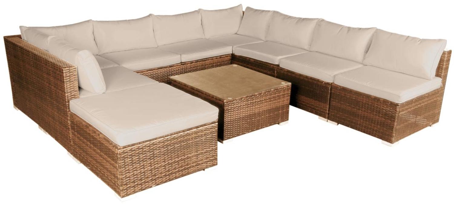 BRAST Gartenmöbel Lounge Sofa Couch Set Paradise Braun Poly-Rattan für 7 Personen Bild 1