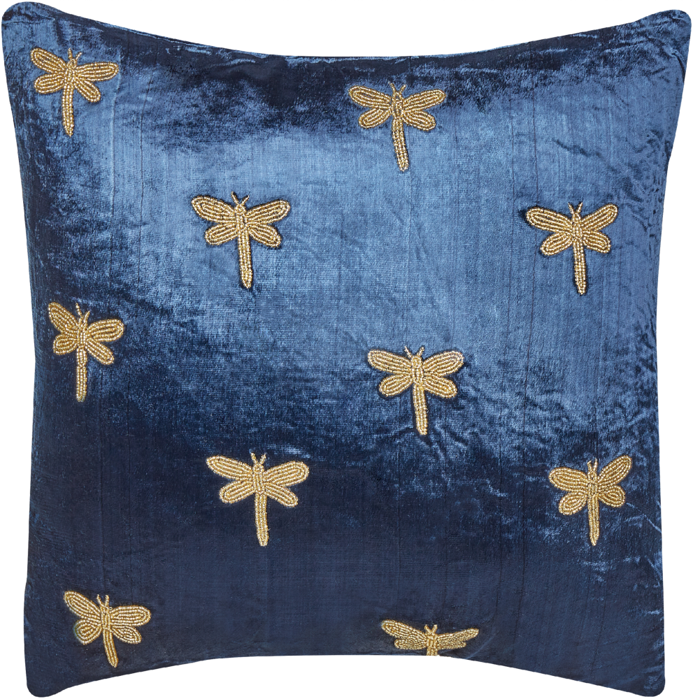 Dekokissen Stickerei Samtstoff Marineblau BLUESTEM 45 x 45 cm Bild 1