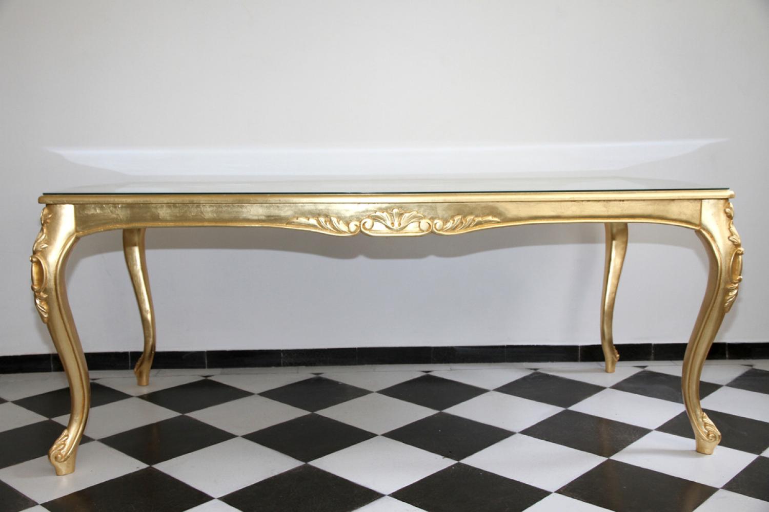 Casa Padrino Barock Luxus Esstisch Gold 200 cm x 100 cm - Esszimmer Tisch - Made in Italy - Luxury Collection Bild 1