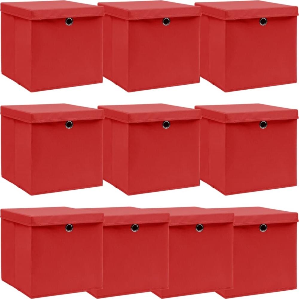 vidaXL Aufbewahrungsboxen mit Deckeln 10 Stk. Rot 32x32x32 cm Stoff Bild 1