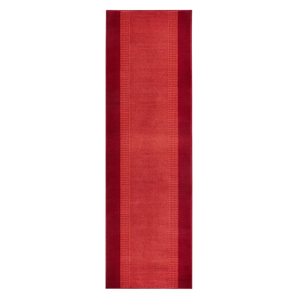 Kurzflor Teppich Läufer Band Rot - 80x250x0,9cm Bild 1