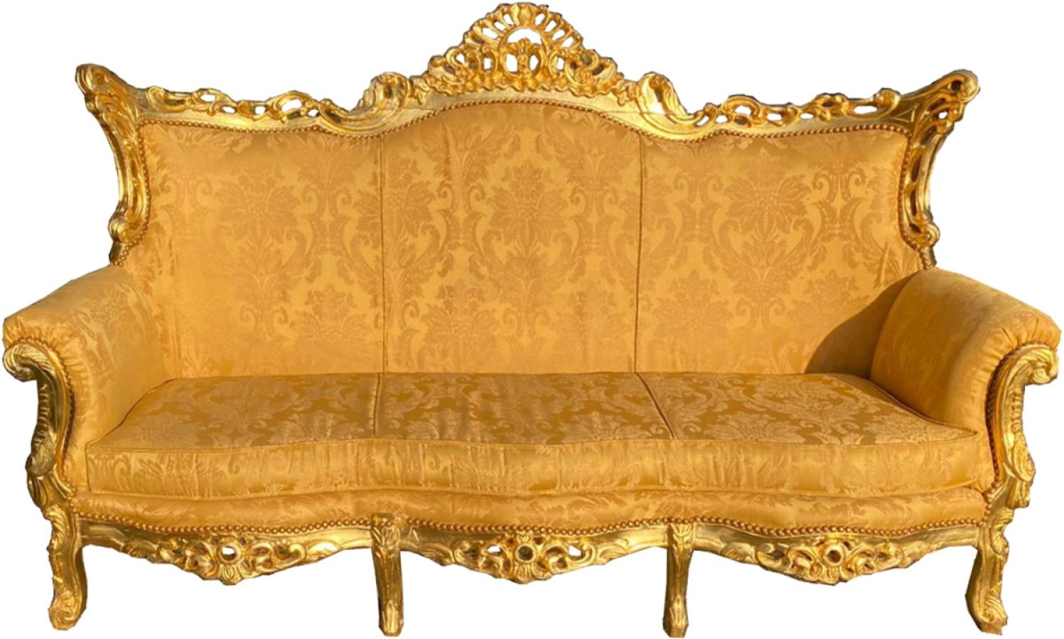 Casa Padrino Barock 3er Sofa Gold Bouquet Muster / Gold Bild 1