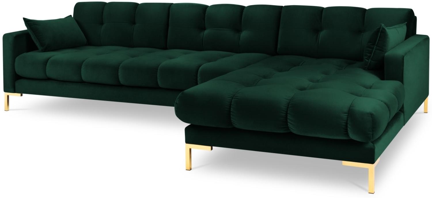 Micadoni 5-Sitzer Samtstoff Ecke rechts Sofa Mamaia | Bezug Bottle Green | Beinfarbe Gold Metal Bild 1