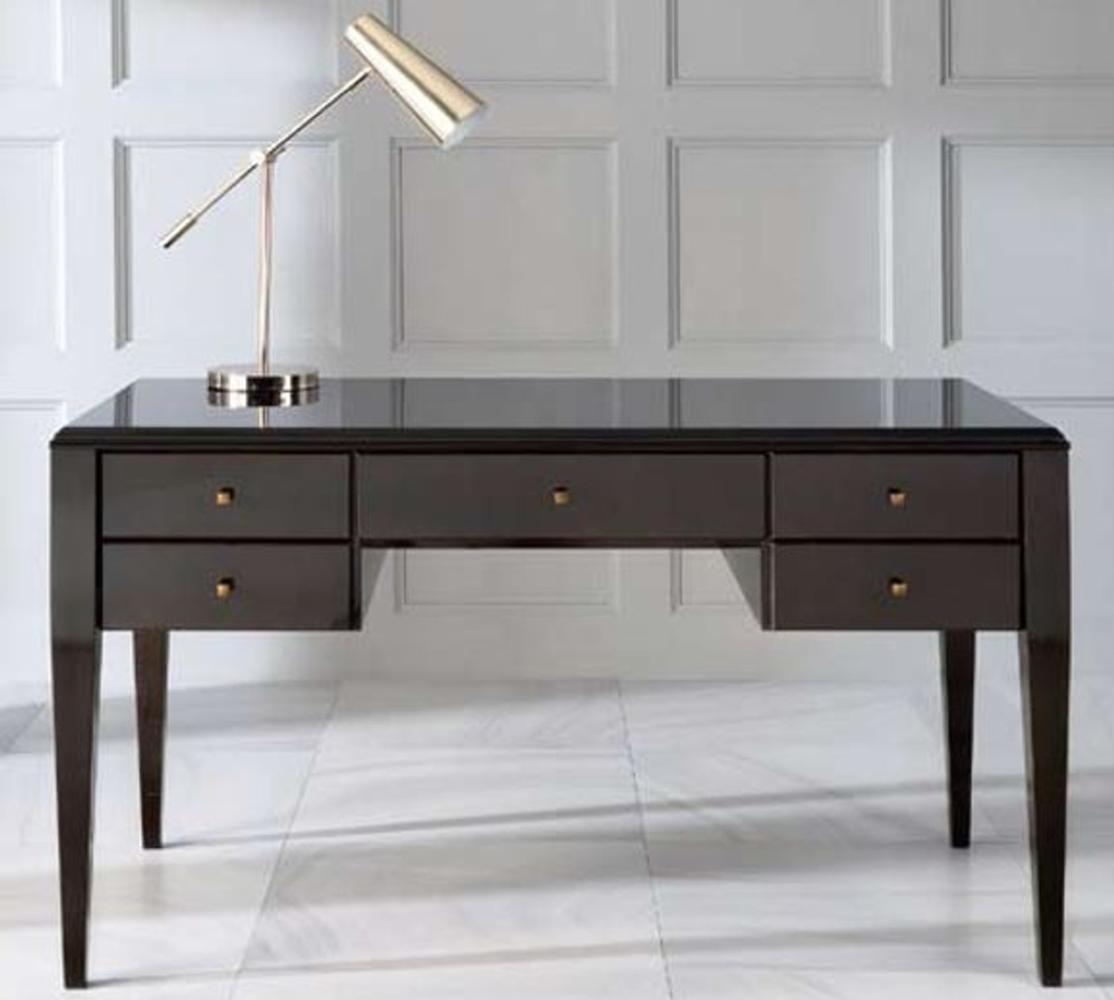 Casa Padrino Luxus Neoklassik Schreibtisch mit 5 Schubladen Schwarz / Grau 140 x 70 x H. 81 cm - Art Deco Büromöbel Bild 1