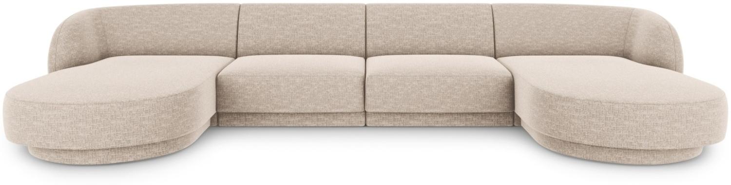 Micadoni 5-Sitzer Panorama Sofa Miley | Bezug Beige | Beinfarbe Black Plastic Bild 1