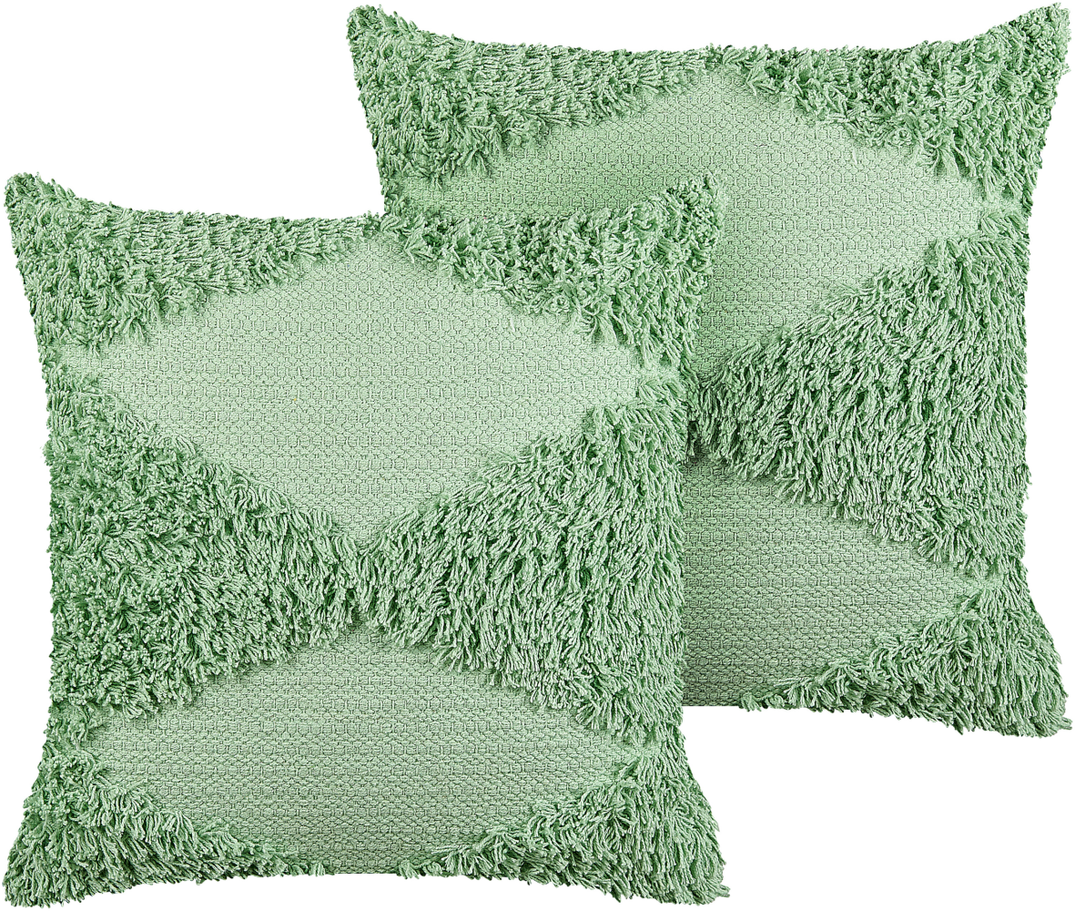 Dekokissen geometrisches Muster Baumwolle grün getuftet 45 x 45 cm 2er Set RHOEO Bild 1