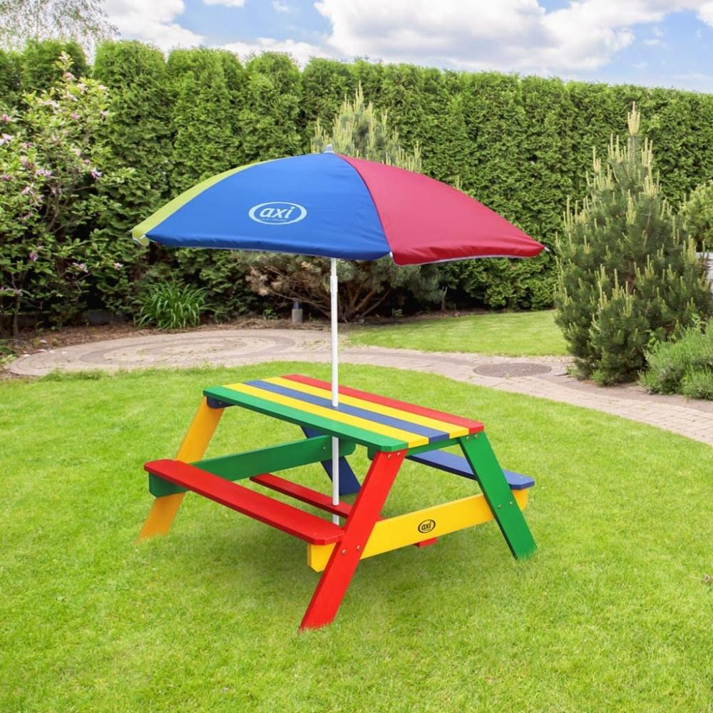 AXI Picknicktisch für Kinder Nick mit Sonnenschirm Regenbogen Bild 1