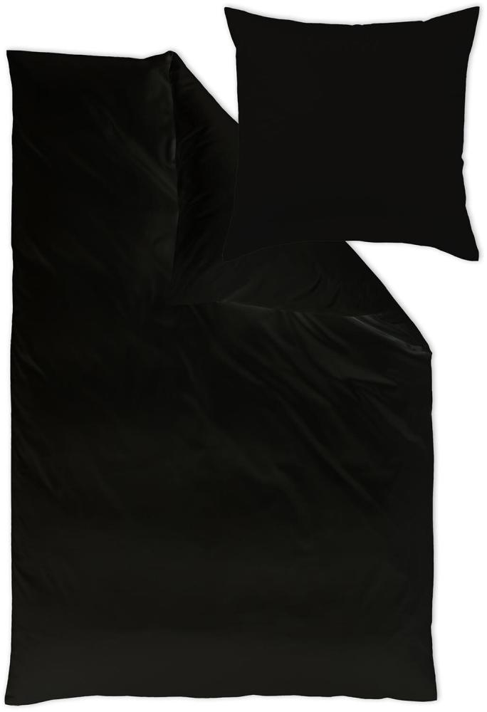 Curt Bauer Uni Mako-Satin Bettwäsche | 155x200 cm + 40x80 cm | schwarz Bild 1