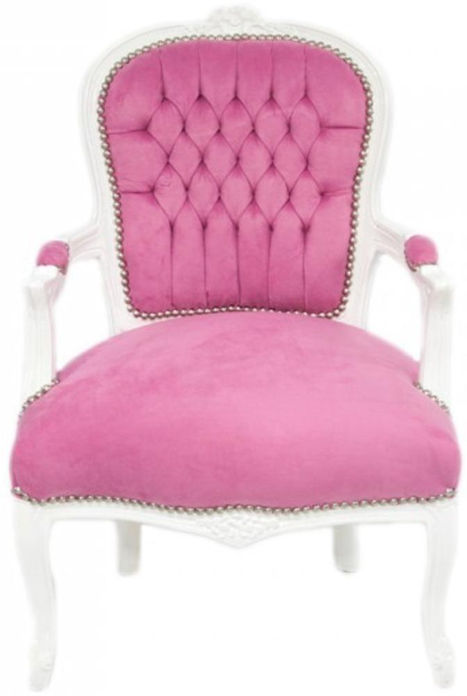 Casa Padrino Barock Salon Stuhl Mod1 Rosa / Weiss Bild 1