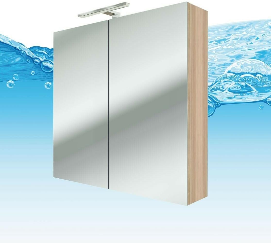 Spiegelschrank Badspiegel Badezimmer Spiegel City 100cm braun Eiche mit 5W LED-Strahler / Energiebox Bild 1