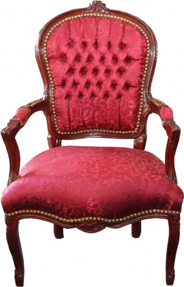 Casa Padrino Barock Salon Stuhl Bordeaux Rot Muster / Braun Mod2 - Stühle Möbel Bild 1