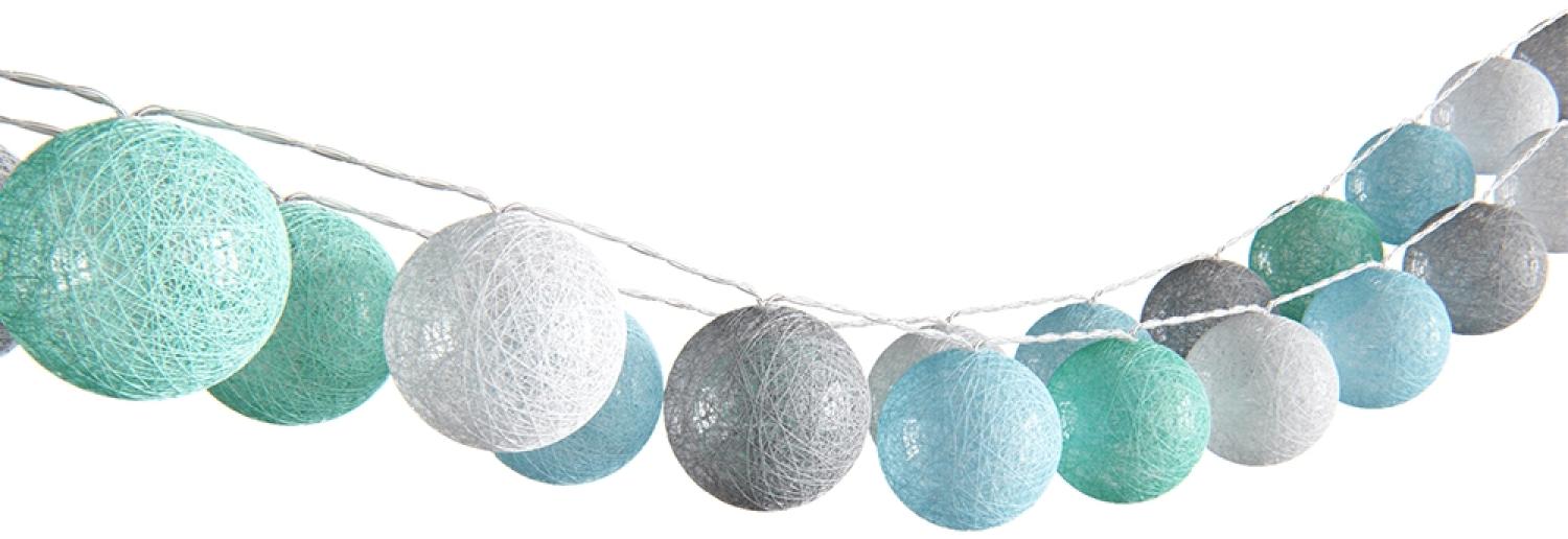 VitaliSpa Lichterkette Cotton Balls Girlande grau weiß mint-grün hellblau 310 cm (Jungen) Bild 1
