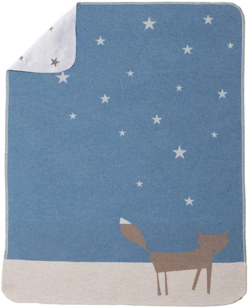 David Fussenegger - Babydecke - JUWEL - Fuchs unter Sternen - blau - 70 x 90 cm Bild 1