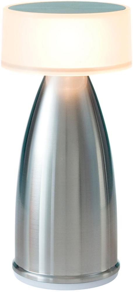 NEOZ kabellose Akku-Tischleuchte OWL 2 PRO LED-Lampe dimmbar 1 Watt 19x9 cm Edelstahl (mit gebürsteter Veredelung) Bild 1