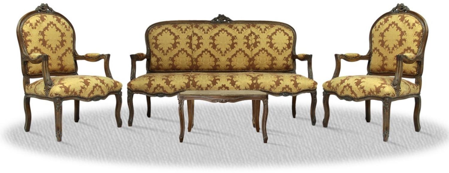 Casa Padrino Barock Salon Set mit Sitzbank 2 Stühlen und Tisch - Antik Stil Bild 1