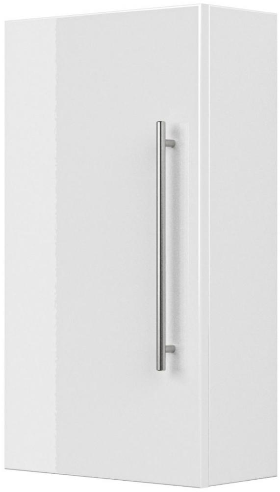Badezimmer Hängeschrank Livono Hochglanz weiß 35 x 62 cm Bild 1