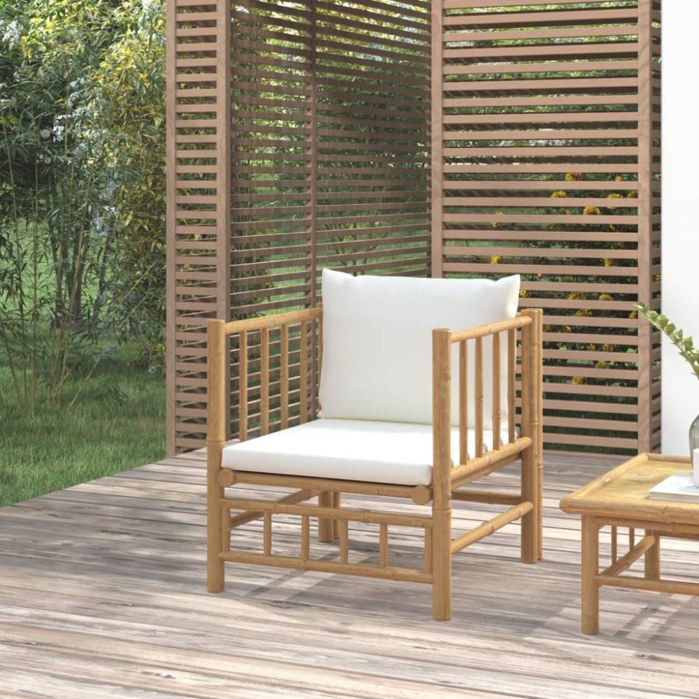 vidaXL Gartensessel mit Cremeweißen Kissen Bambus Bild 1