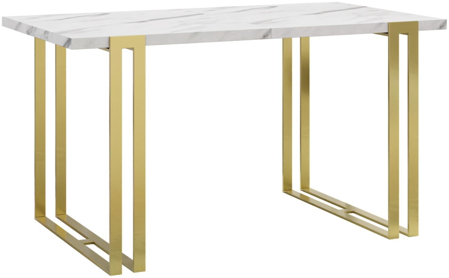 Ausziehbarer Tisch Husteo Gold (Farbe: Gold / Bianco Marmor) Bild 1