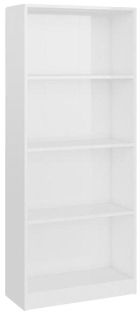 Bücherregal 4 Fächer Hochglanz-Weiß 60x24x142 cm Holzwerkstoff Bild 1