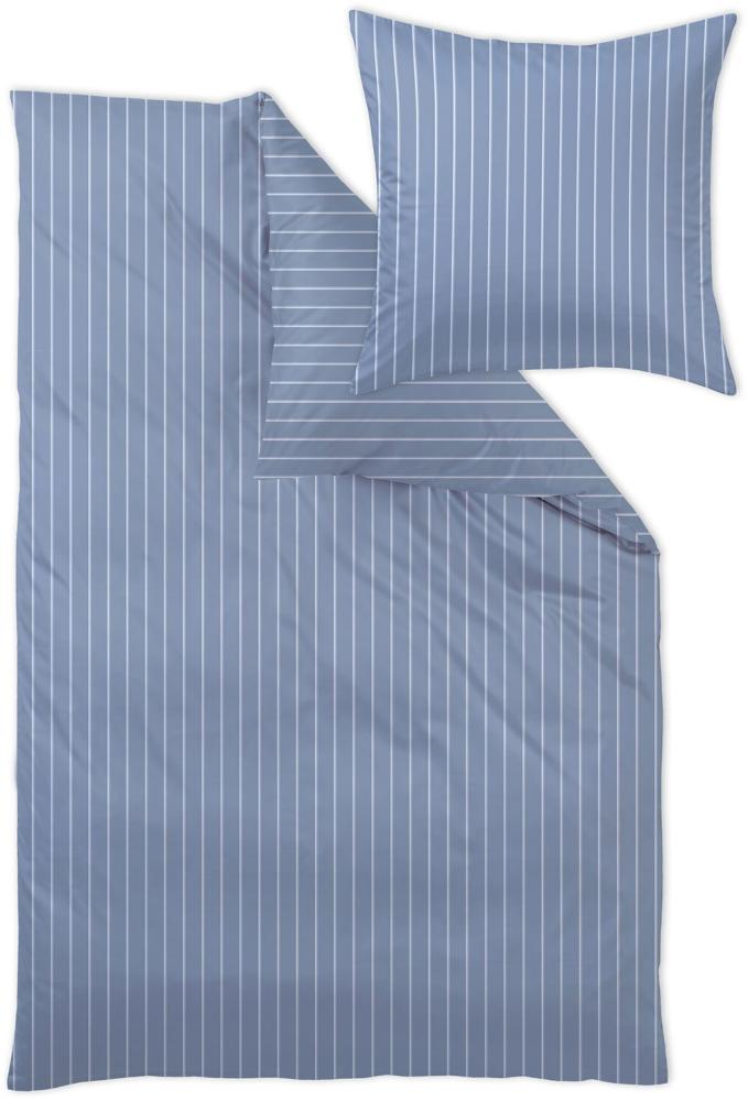Bauer Belluno - Mako-Brokat-Damast Bettwäsche, 240x220 + 2x80x80 cm,0203 mattblau Bild 1