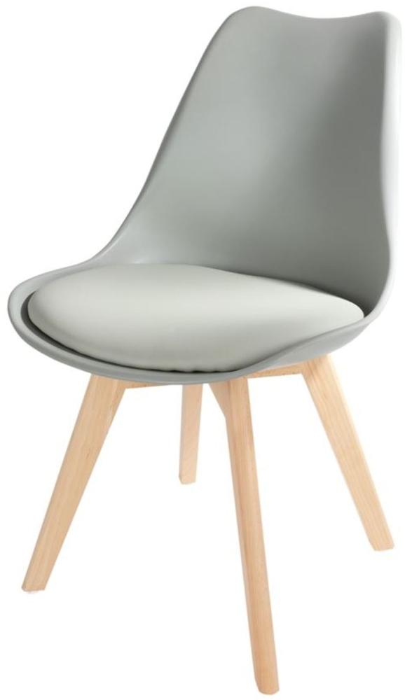 Schalenstuhl grau Esszimmerstuhl gepolstert Retro Sessel Küchenstuhl Schalensitz Bild 1