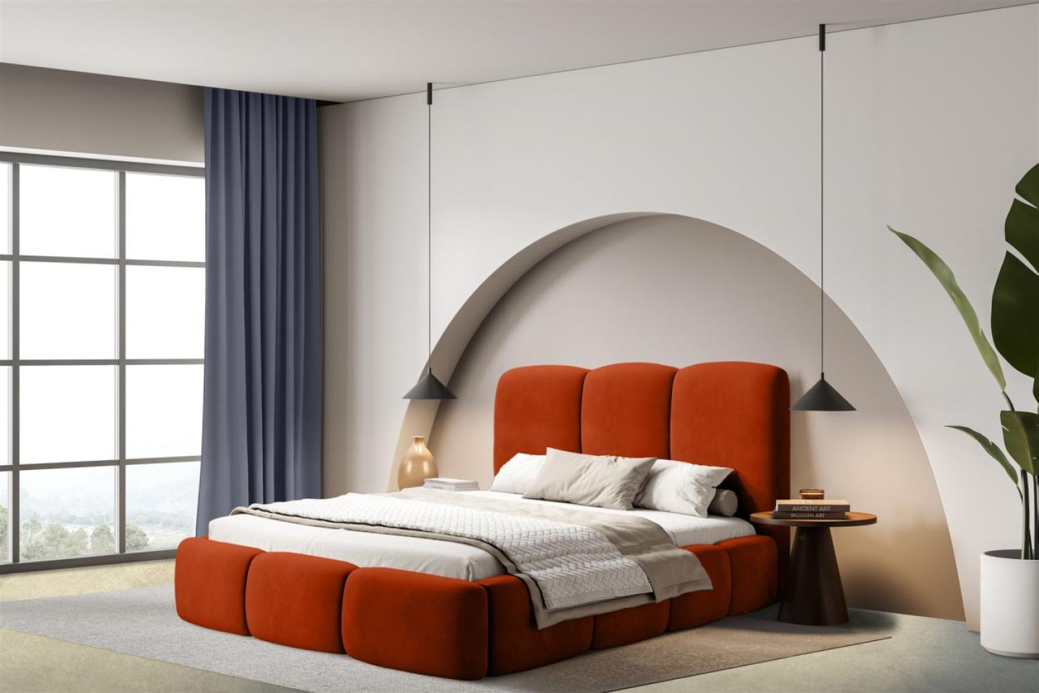 Polsterbett Doppelbett GRACIA 160x200cm in Stoff Macau Terracotta Bild 1