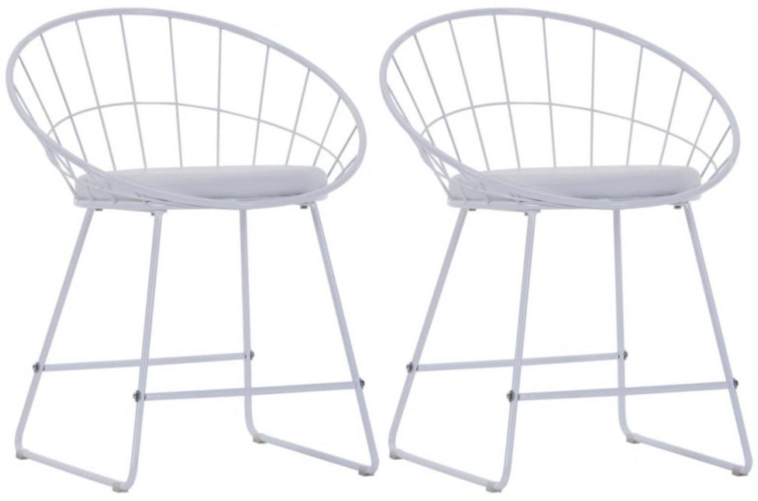 vidaXL Esszimmerstühle mit Kunstledersitzen 2 Stk. Weiß Stahl Bild 1