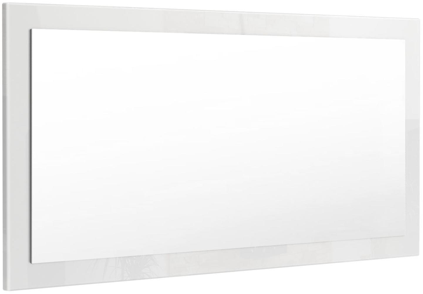 Vladon Spiegel Lima, Wandspiegel mit Rahmen im modernen Stil, Weiß Hochglanz (110 x 52 cm) Bild 1