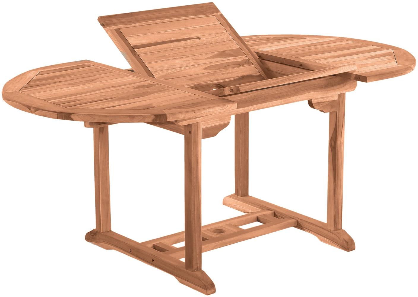 Gartentisch 120cm rund ausziehbar Teak massiv Holztisch Esstisch Garten Tisch Bild 1