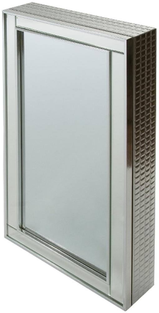 Casa Padrino Luxus Schmuckschrank Silber 40 x 9 x H. 80 cm - Spiegelschrank mit verspiegelter Schiebetür Bild 1